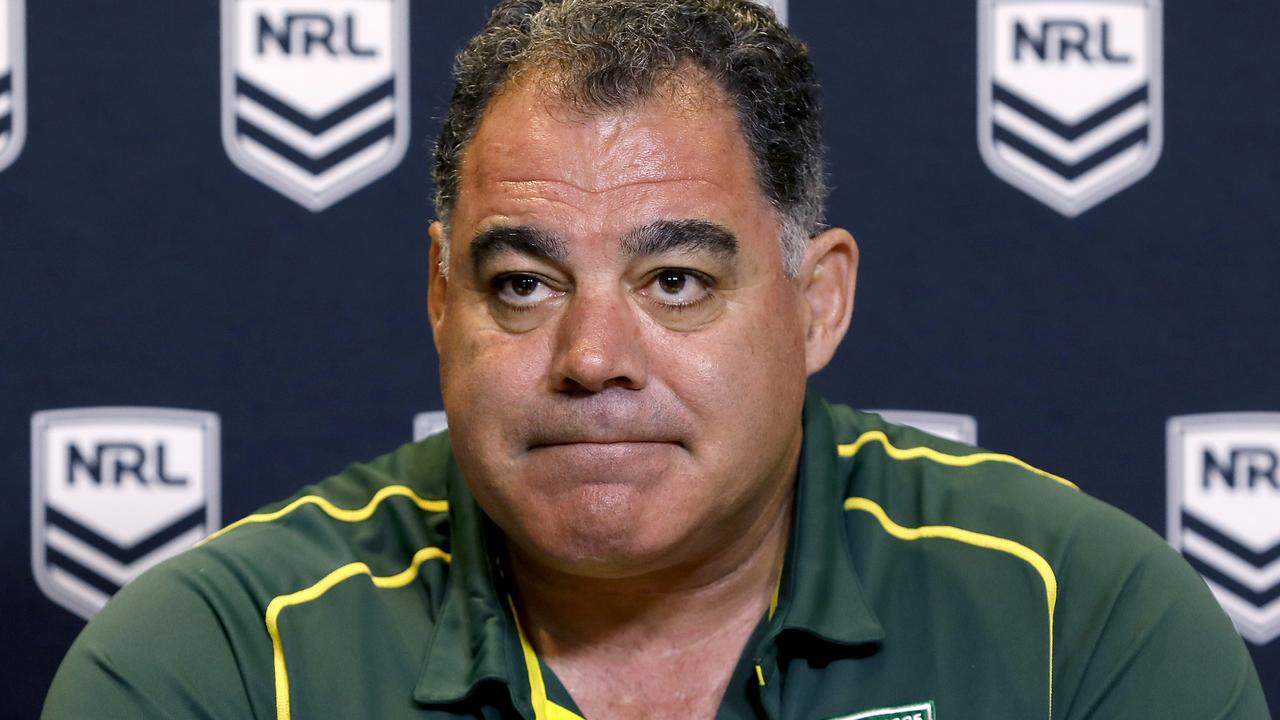 Australian Kangaroos coach Mal Meninga announces the new Kangaroo team during a press conference at Rugby League Central in Sydney, Monday, October 7, 2019. Mal Meninga named six potential debutants in his squad to face New Zealand and Tonga. (AAP Image/Chris Pavlich) NO ARCHIVING