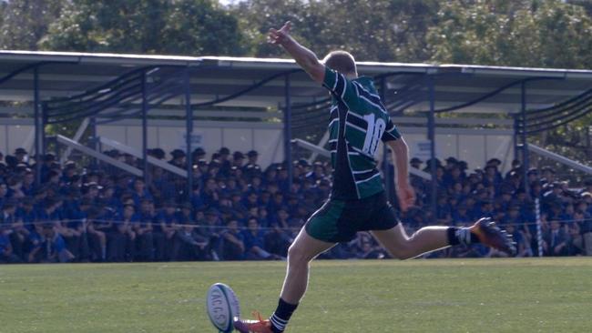 GPS Rugby 2019 - Anglican Church Grammar School (Churchie ACGS) vs Brisbane Boys' College (BBC). BBC flyhalf Mason Gordon converts. Picture: 'The Season' Episode 2 / OnionTV