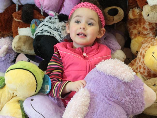 Big W at Westfield Marion is having it's toy sale and Hunter Rose Morris, 3, of Glenelg North, took a liking to the pillow pets.