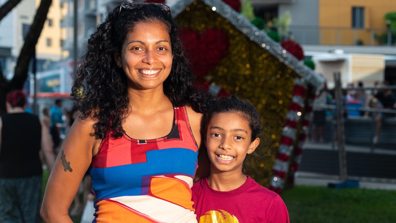 Noella Goveas and Keya Goveas-Fernandes at Darwin Waterfront on New Year’s Eve 2020. Picture: Che Chorley