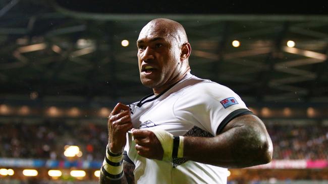 Nemani Nadolo of Fiji celebrates as he scores at the 2015 Rugby World Cup.