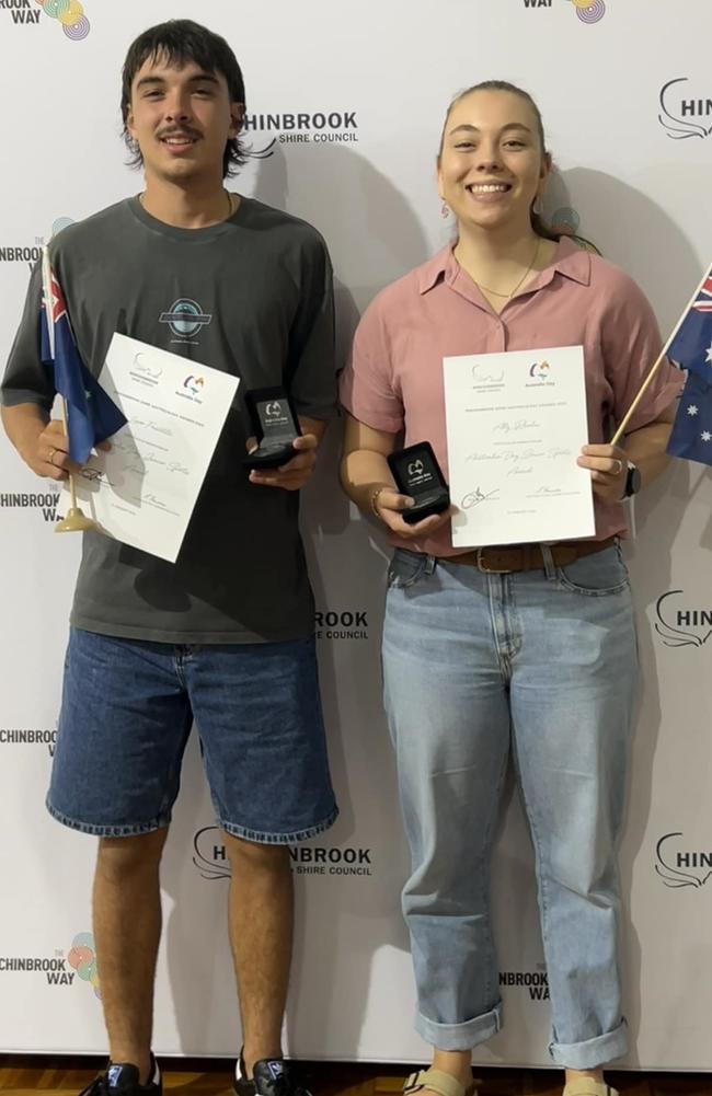 Junior and Senior Sports Awards winners Liam Fascetti and Ally Rhodes, both members of Ingham Squash Club, which continues to churn out great Queensland athletes. Liam, a member of the Ingham Football Club Senior grand final winning team in 2024, is ranked No. 7 in Australia while Ally is ranked 5th in Queensland for Open girls. Both were selected in the Queensland team to play in the trans-Tasman Series against New South Wales and New Zealand in Aotearoa last year. Picture: Supplied