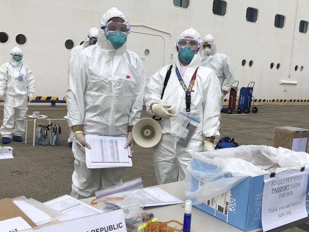 Quarantine procedures on board the ship have been criticised by experts. Picture: Department of Foreign Affairs via AP.