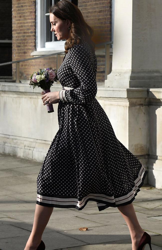 Catherine, the Duchess of Cambridge, spoke about the latest royal engagement when visiting a London museum. Picture: AFP.