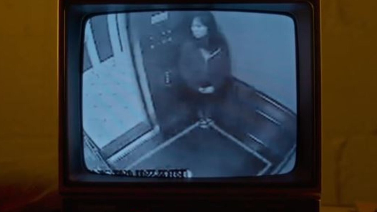 She was last seen in a bizarre moment in the hotel’s lift. Picture: Netflix