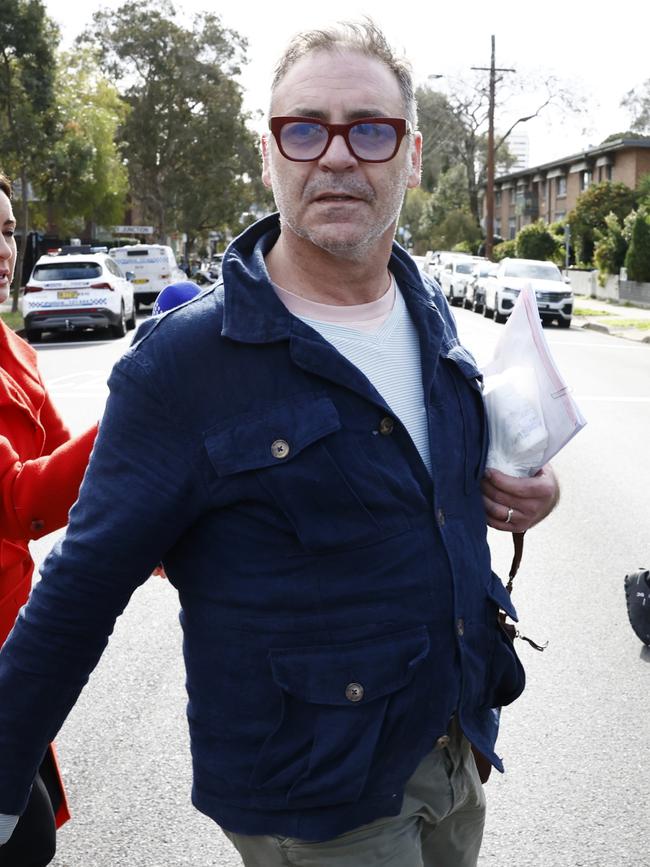 Presenter Andrew O’Keefe, pictured leaving Waverly Police Station is currently in rehab after convicted of possessing meth and several drug driving convictions. Picture: Richard Dobson