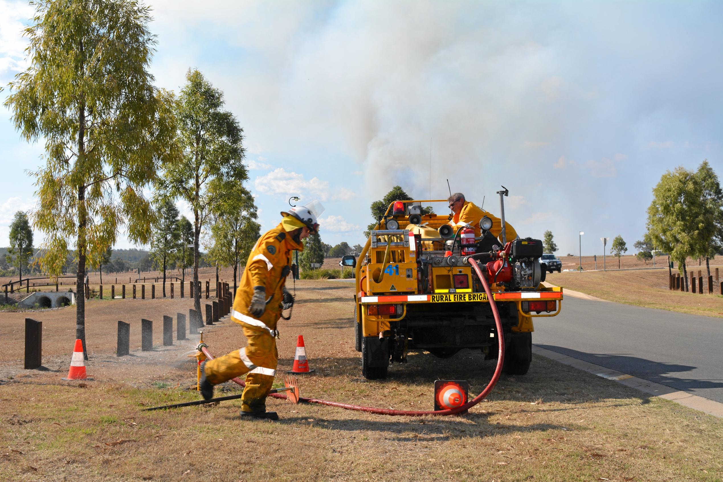 Crews are battling a grass fire which started at Philps road, Grantham. September 13, 2018. Picture: MEG BOLTON