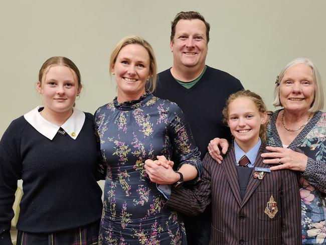 Edwina Farquhar, husband Dan, daughters Polly and Rose and mum Jayne McMicking. Photo: Tom Gillespie.