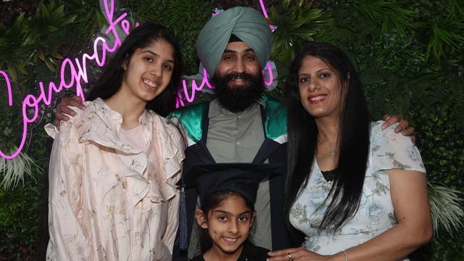 Ekamjot Kaur, Harkaran Singh, Ek Nauneet Kaur and Eknoor Kaur. Deakin School of Education;  NIKERI; and Centre of Humanitarian Leadership students graduated on Wednesday lunchtime. Picture: Alan Barber