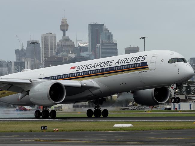 Singapore Airlines flight SQ231, carrying the first Australian shipment of the COVID-19 Pfizer vaccine, touches down at Sydney International Airport on Monday, February 15, 2021. More than 142,000 doses of the Pfizer/BioNTech COVID-19 vaccine have arrived at Sydney airport in AustraliaÃ¢â¬â¢s response to the pandemic. This is the first shipment of 20 million doses of the Pfizer vaccine the Government has secured as part of AustraliaÃ¢â¬â¢s COVID-19 Vaccine and Treatment Strategy.(AAP Image/Bianca De Marchi) NO ARCHIVING