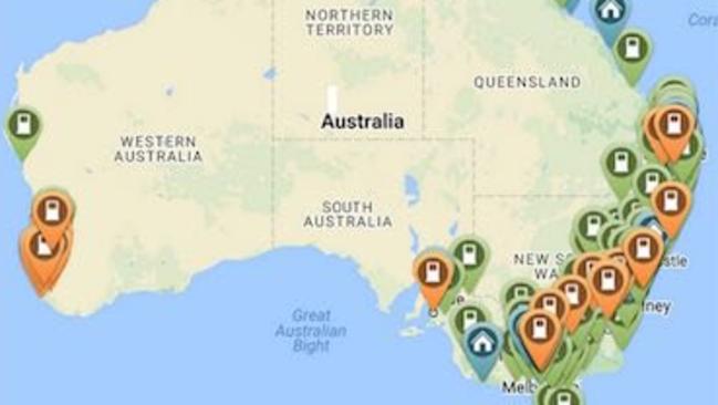 Electric car map. Picture: Supplied