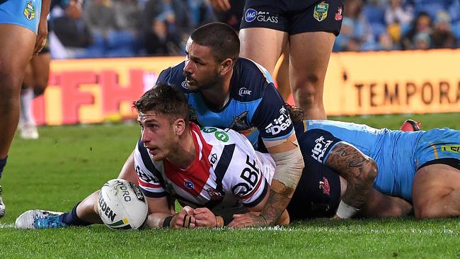 Paul Momirovski scored a try for the Roosters in their Round 18 win over the Titans. Picture: Getty Images