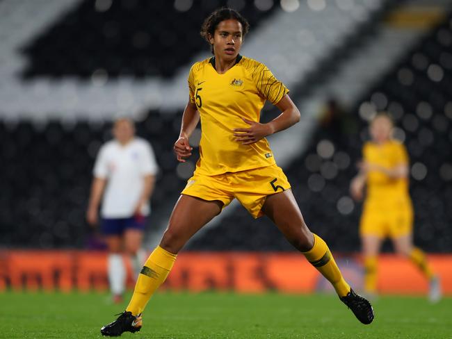 Mary Fowler in action for the Matildas against England in October. Picture: Getty Images 