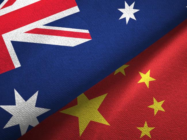 China and Australia flag together realtions textile cloth fabric texture