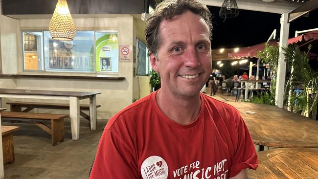 Byron Labor mayoral candidate Asren Pugh at The Bowlo Bangalow on election night. Picture: Savannah Pocock/NewsLocal