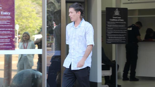 Jake Phillip Danby, 23, leaves the Darwin Local Court on June 25, 2024 where he stands charged with hit-and-run driving causing death, speeding and driving unlicensed. Picture: Jason Walls