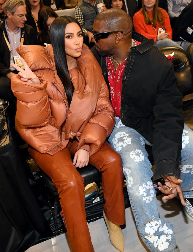 Happy couple Kim and Kanye. Picture: Kevin Mazur/Getty Images