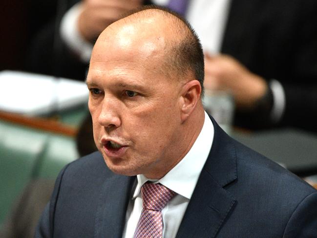 Minister for Home Affairs Peter Dutton during Question Time in the House of Representatives at Parliament House in Canberra, Wednesday, October 24, 2018. (AAP Image/Mick Tsikas) NO ARCHIVING