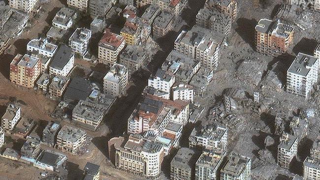 Satellite images of Al-Quds hospital in Gaza City. Picture: Maxar via AFP.