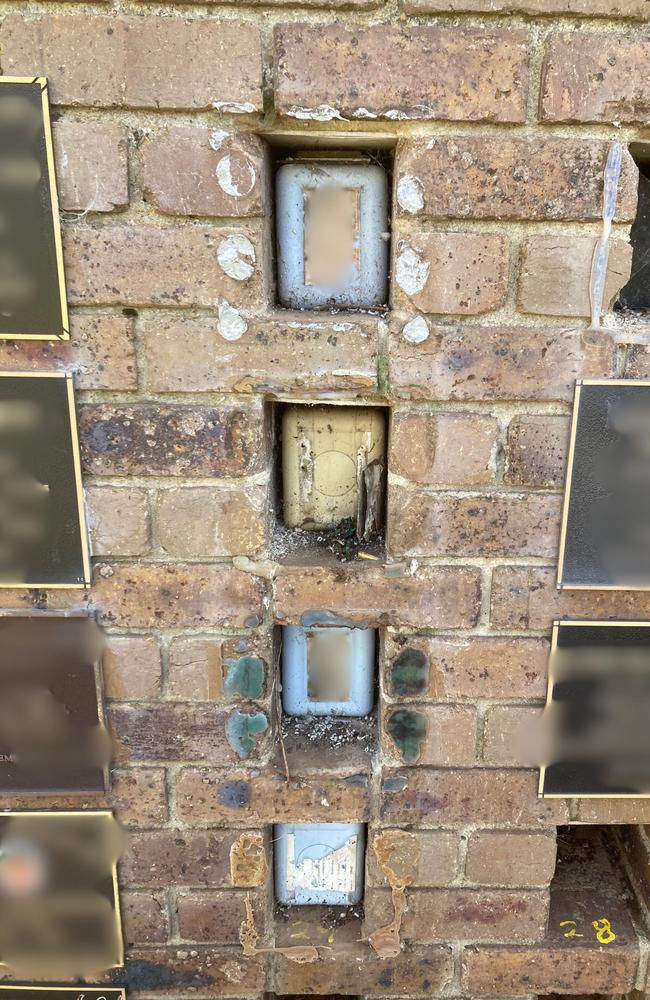 Fifteen metal plaques were stolen from a brick wall niche at a Bacchus Marsh cemetery.