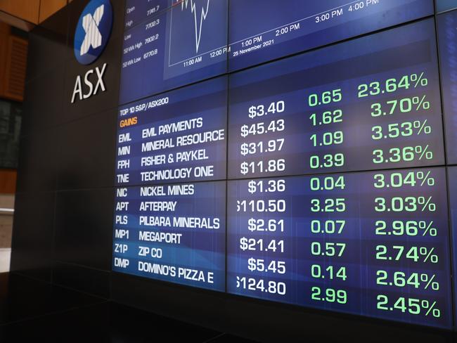 SYDNEY, AUSTRALIA - NewsWire Photos NOVEMBER 25, 2021: Stock photos of the Top 10 gains on the ASX in Sydney today. Picture: NCA NewsWire / David Swift