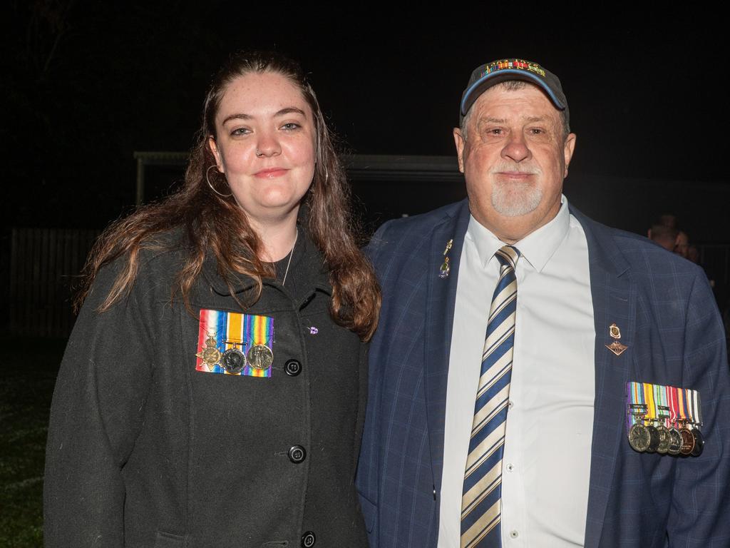 Tahnee Greaves and Glen Greaves 5am Anzac Day Walkerston Friday 25 April 2025 Picture: Michaela Harlow