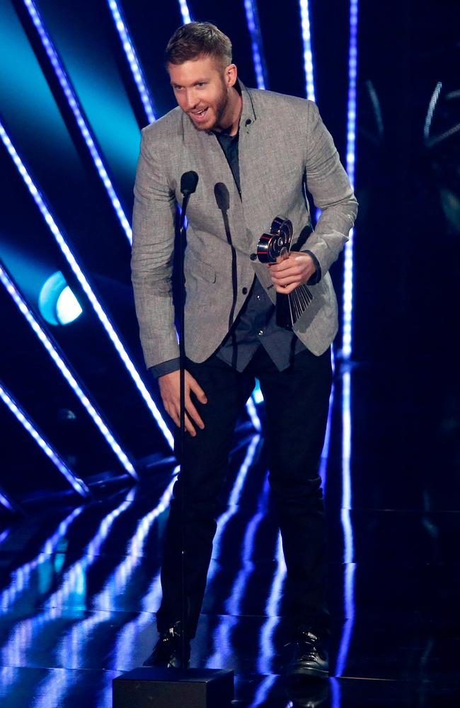 Calvin Harris accepts the award for ‘Dance Artist of the Year’ during the iHeartRadio Music Awards. Picture: Getty