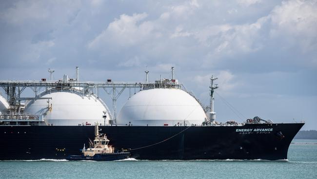 LNG tanker enters Darwin Harbour. Picture: Che Chorley