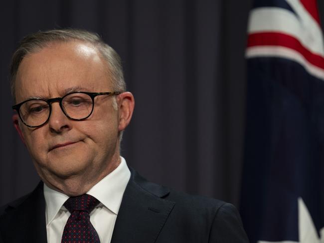 CANBERRA, AUSTRALIA, NewsWire Photos. OCTOBER 14, 2023: The Prime Minister Anthony Albanese and Linda Linda Burney hold a press conference after the Voice to Parliament was defeated in the referendum at Parliament House in Canberra VOICEREF23. Picture: NCA NewsWire / Martin Ollman