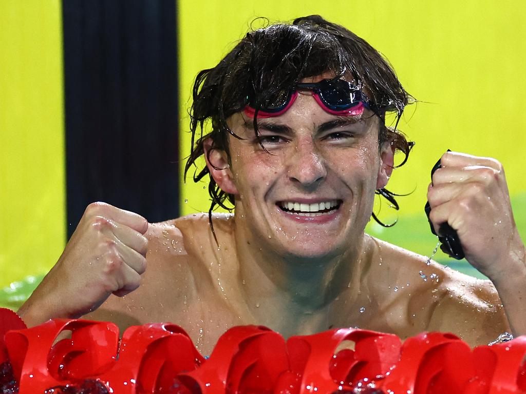 BRISBANE, AUSTRALIA – JUNE 12: Ben Armbruster of Queensland celebrates finishing second in the MenÃ¢â&#130;¬â&#132;¢s 50m Freestyle Final during the 2024 Australian Swimming Trials at Brisbane Aquatic Centre on June 12, 2024 in Brisbane, Australia.