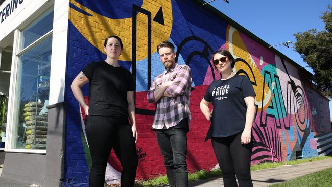 Locavore Studio owner Jessie Crossley and artists Paul and Georgie Sonsie want the mural to stay as it is.