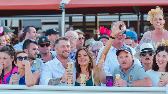 Crowds before Gary Clarke trained “Playoffs” scores an emotional win in the Great Northern Darwin Cup. Picture: Glenn Campbell