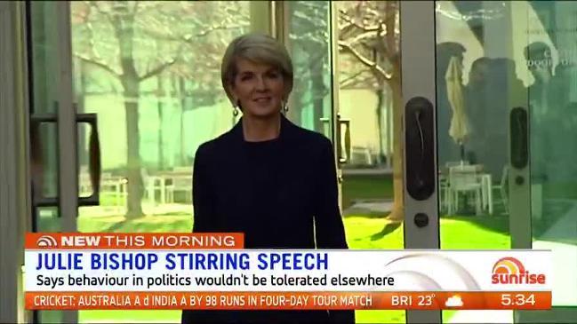 Julie Bishop has blasted her colleagues' appalling behaviour during the Liberal leadership spill ( Sunrise )