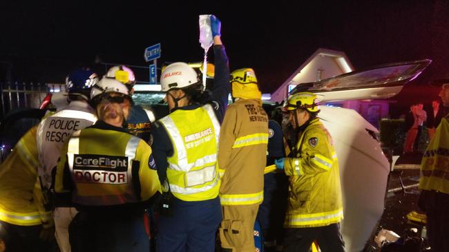 A man has been rushed to hospital after crashing his car in Springwood overnight.