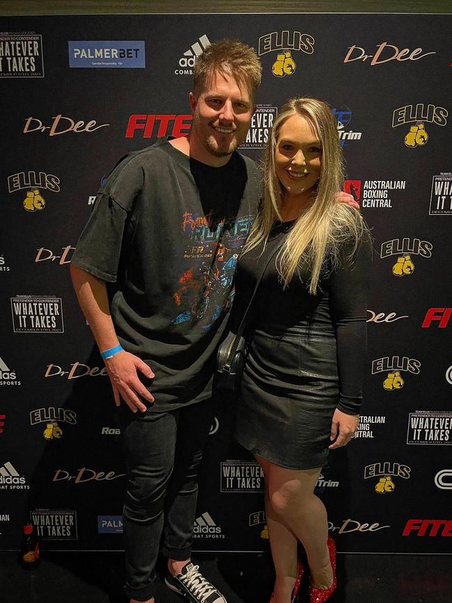 Bryce Ruthven and Melissa Rawson attend boxing match in Melbourne. Picture: Instagram