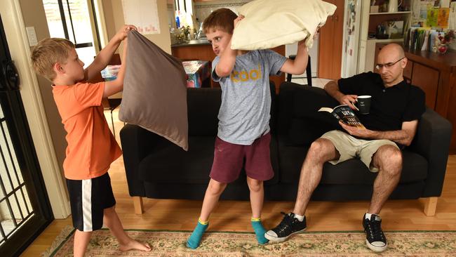 Paolo Pennacchia with sons Ben and Jack. Picture: David Smith