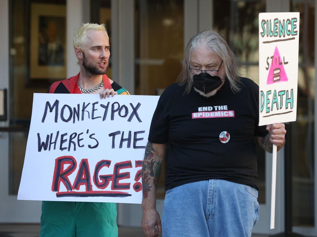 LGBT activists in San Francisco calling for more monkeypox vaccines. Picture: Justin Sullivan/Getty/AFP