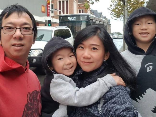 Edwin Tjandra with his sons Leonardus and Francisco and wife Cynthia. Picture: Facebook