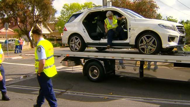 Salim Mehajer’s car following the accident last October in Lidcombe. Picture: Rob Quee.