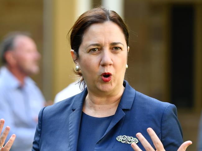 Queensland Premier Annastacia Palaszczuk is seen during a press conference at Queensland Parliament in Brisbane,Tuesday, May 19, 2020. Premier Palaszczuk announced the Queensland Economic Recovery Strategy to help the state recover from the COVID-19 outbreak. (AAP Image/Darren England) NO ARCHIVING