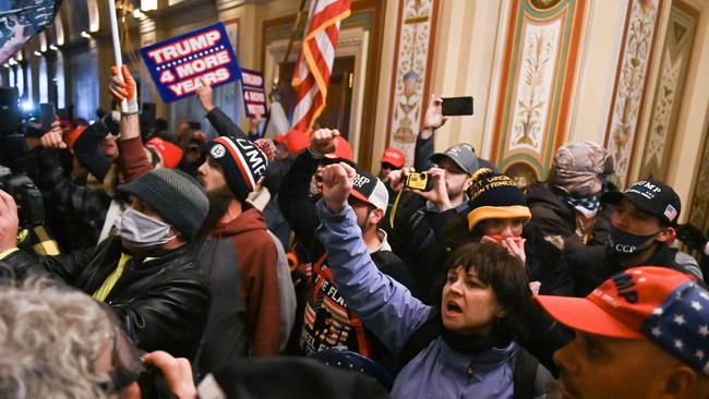 Supporters of US President Donald Trump protest inside the US Capitol on January 6, 2021, in Washington, DC. Picture: Roberto Schmidt / AFP