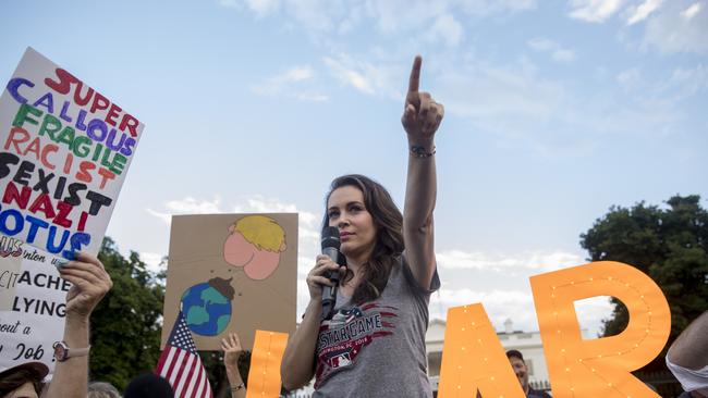 Protesting outside the White House last month following Donald Trump’s meeting with Vladimir Putin. Picture: AP Photo/Andrew Harnik