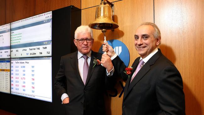 Link Market Services float at the ASX in Sydney. Chief executve John McMurtrie, left, and chairman Michael Carapiet.