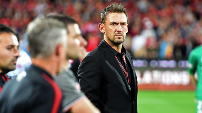 Wanderers coach Tony Popovic looks on after his side’s loss to Adelaide United in the 2015/15 grand final. Picture: Tom Huntley