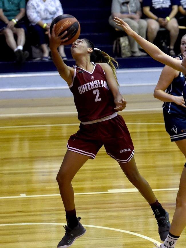 Shaneice Swain in action for Queensland North at the Australian Under-18 Basketball Championships in 2019. Picture: Evan Morgan