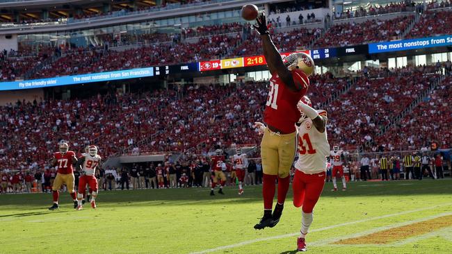 Anquan Boldin jumps in the endzone.