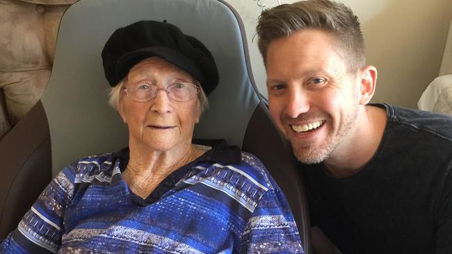 Brad McKay pictured with his Nana in her nursing home before she passed away.