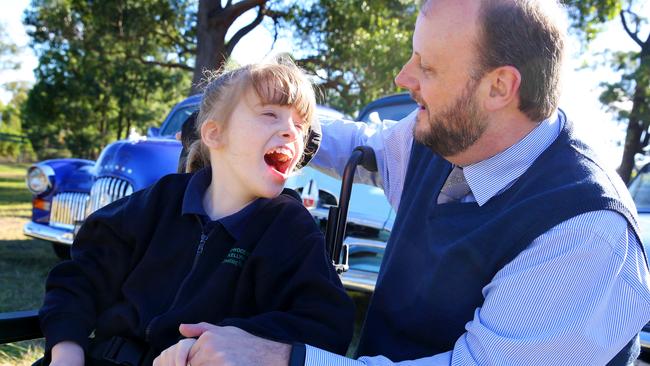 Tallowood School principal Greg Wood with student Jasman. Picture: Angelo Velardo