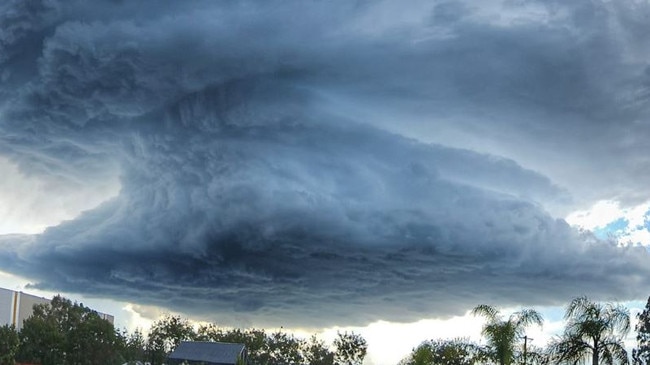 The supercell storm that wreaked havoc across Brisbane on Friday. Picture: Tony Grainger