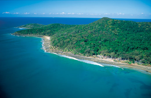 Aerial shot of Noosa National Park. Photo: Courtesy of Tourism Queensland